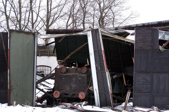 Zawalona hala parowozowni w Pyskowicach